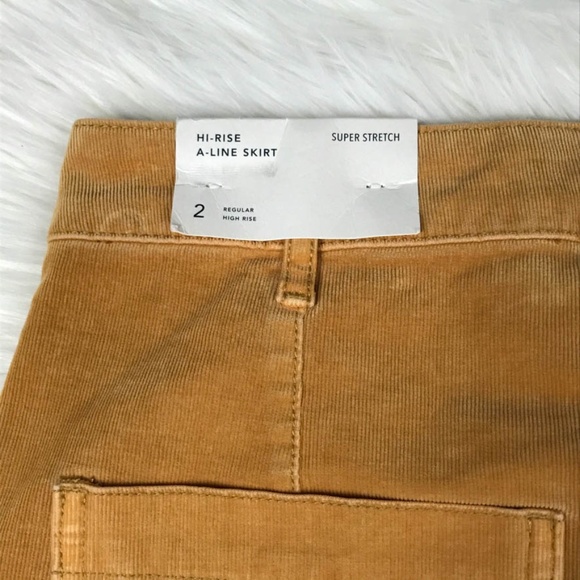 AE High-Waisted A-line Mustard Corduroy Skirt 2 - Picture 5 of 7